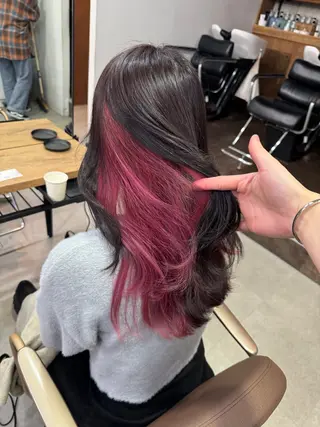 ロング カラー 切りっぱなしボブ/ ブリーチカラー/大塚のヘアスタイル