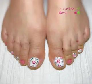 ネイル ショートネイル 森のさんぽ道のネイルデザイン
