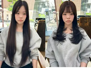 ロング カラー パーマ ヘアアレンジ メンズ キッズ レイヤーカット/ 巻ける縮毛矯正のヘアスタイル