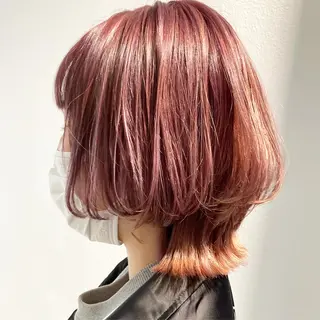 ミディアム カラー スキバサミを使わない カット🌼唯🌼のヘアスタイル