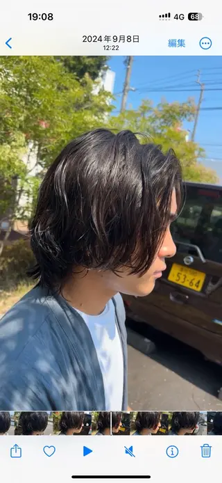 ミディアム パーマ メンズ 米谷 理玖のヘアスタイル