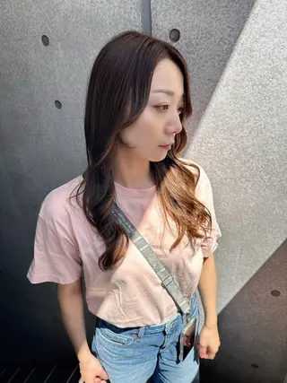 ロング カラー パーマ ヘアアレンジ メンズ キッズ レイヤーカット 🌿透け感カラーのヘアスタイル
