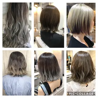 ミディアム カラー ヘアアレンジ 韓国風レイヤー ハイトーンRYOTAのヘアスタイル