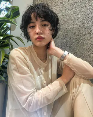 ミディアム カラー パーマ ヘアアレンジ 早瀬裕之 パーマのヘアスタイル