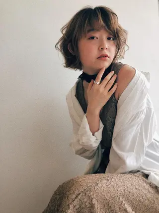 ミディアム ボブ/縮毛矯正 🌟梅田盛一🌟のヘアスタイル