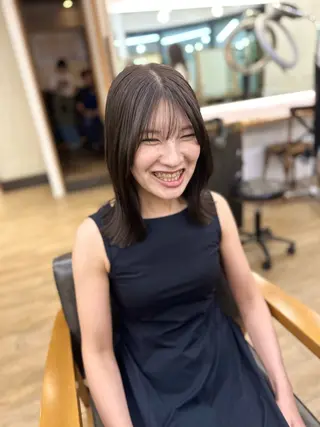 ミディアム カラー パーマ ヘアアレンジ メンズ キッズ 骨格レイヤーカット 🌿美髪縮毛矯正のヘアスタイル