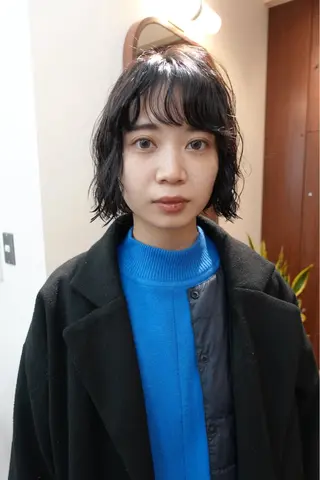 ショート カラー パーマ ボブパーマ/パーマ ウルフパーマのヘアスタイル