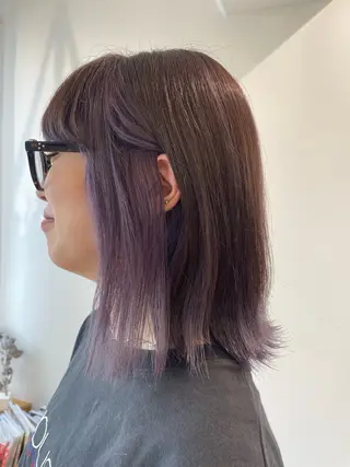 ミディアム カラー 暖色カラー/レイヤー スタイル みはる🌙のヘアスタイル