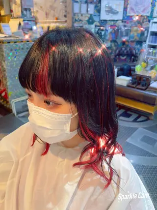 ミディアム カラー ヘアアレンジ 🌈派手髪エクステ ブレイズ🌈ひろとのヘアスタイル
