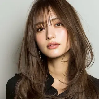 セミロング こうき/前髪割れ癖 改善/カット/カラーのヘアスタイル