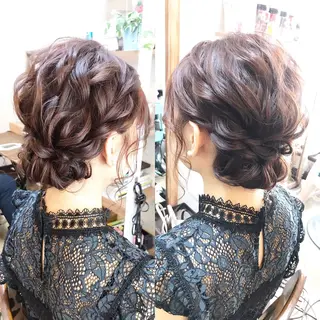 セミロング カラー ヘアアレンジ キッズ 早朝✨ヘアセット 着付け/清水玲歌のヘアスタイル