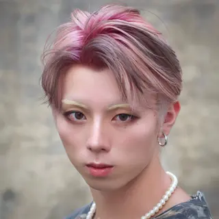 カラー メンズ ウルフ/レイヤー/ ブリーチカラーのヘアスタイル
