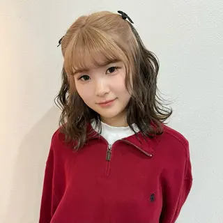 ミディアム カラー エクステモデル募集 💗大阪梅田/川上のヘアスタイル