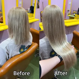 ロング カラー＋ちび編み込み エクステ梅田🐨のヘアスタイル
