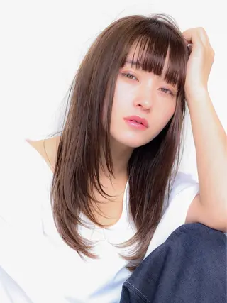 セミロング カラー 顔周りレイヤー/ボブ 銀座✨中野まさひろのヘアスタイル