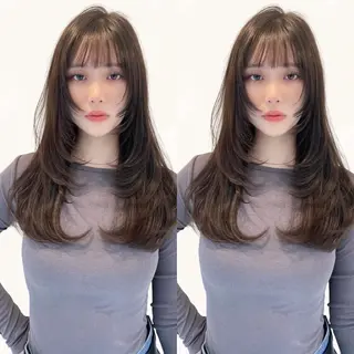 セミロング カラー 美髪ヘア💛 TOMOMIのヘアスタイル