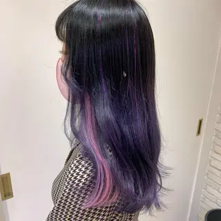 ロング カラー ミユ🎀長さ出し 🎨デザインカラーのヘアスタイル