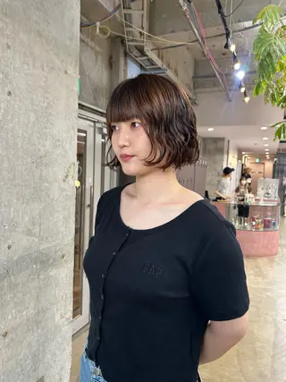 ミディアム パーマ maho/垢抜け カラーパーマメイクのヘアスタイル