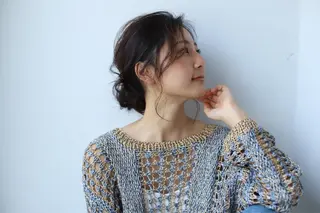 セミロング カラー ヘアアレンジ 髪質改善/韓国/ ヘアセット/夏美のヘアスタイル