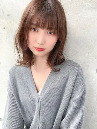 ミディアム カラー パーマ ヘアアレンジ キッズ ♡透け感カラー 大賀哲平♡のヘアスタイル