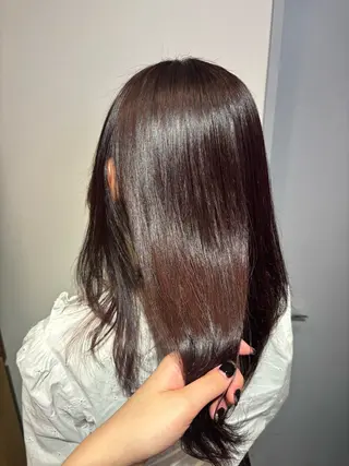 セミロング カラー シオン/艶髪カラー/ 韓国ヘアのヘアスタイル