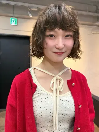 ショート パーマ 森貴裕/ベージュ/ パーマ/オリーブのヘアスタイル