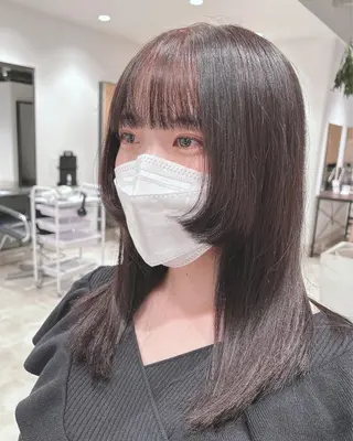 セミロング カラー スキバサミを使わない カット🌼唯🌼のヘアスタイル