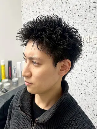 ショート カラー パーマ ACE men's salon 名駅店所属・✨️メンズ特化波巻き ツイスパ✨️松本真生のヘアスタイル