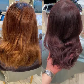 ミディアム カラー 顔まわりカット🌟 くびれヘア/寺門遥輝のヘアスタイル