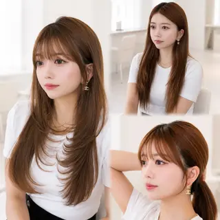ロング カラー 韓国くびれヘア 顔まわり新宿/さやかのヘアスタイル