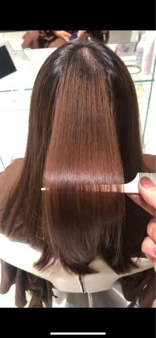 セミロング カラー パーマ ✨髪質改善ストレート ×ミニボブ✨萩原　翼のヘアスタイル
