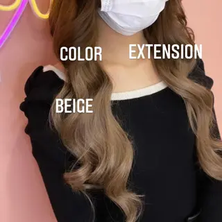 ロング カラー エクステ🩵ブリーチ 韓国ヘア🩵KAEのヘアスタイル