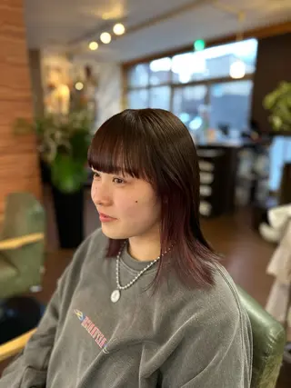 ミディアム カラー 💜推しインナー カラー/菊池柊真💜のヘアスタイル