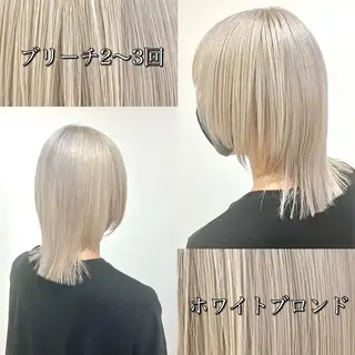 ミディアム カラー 雅/ダブルカラー/ 白髪ぼかしハイライトのヘアスタイル