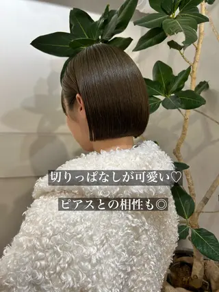 ショート カラー 切りっぱなしBOB 職人💜Anzuのヘアスタイル