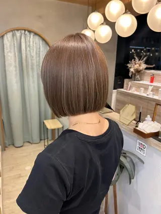 ショート カラー レイヤーボブ縮毛矯正 韓国RINAのヘアスタイル