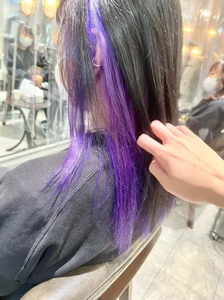 セミロング カラー ヘアアレンジ 🌈インナーカラー ‘ショウマ’🌈のヘアスタイル