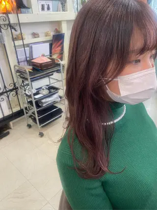 セミロング カラー パーマ ヘアアレンジ kame|レイヤー / 似合わせ顔周りのヘアスタイル