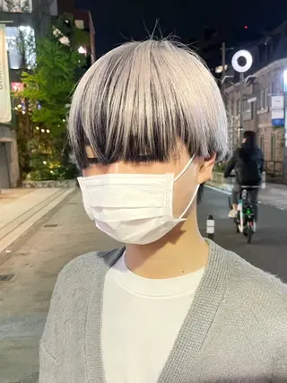 メンズ メンズ毛流れパーマ ブリーチSHIONのヘアスタイル