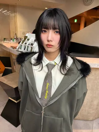 ミディアム カラー 藤原快斗/レイヤー /ウルフ/ハイトーンのヘアスタイル