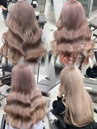 ロング カラー ミルクティー・ピンク 甘モテカラー/emaのヘアスタイル