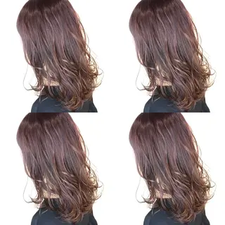 セミロング カラー 韓国レイヤーカット/ ダブルカラーのヘアスタイル