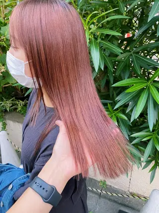 セミロング カラー レイヤーウルフ エクステ磯部のヘアスタイル