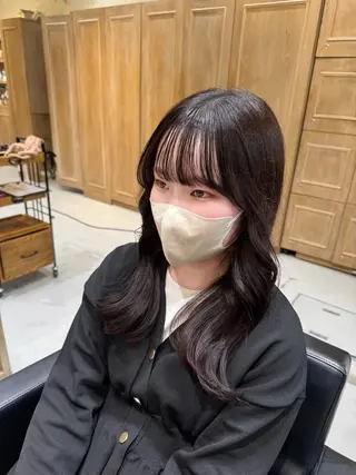 セミロング カラー レイヤー/顔周り/透 明感カラー/うる艶のヘアスタイル