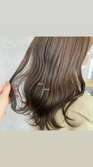セミロング カラー mareka/顔周り /透明感カラー🤍のヘアスタイル