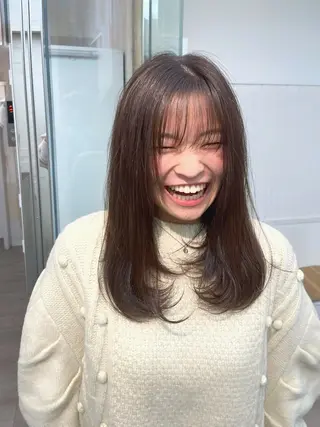ミディアム カラー パーマ ヘアアレンジ 二ヶ月綺麗なデザイン カット/星野六三四のヘアスタイル