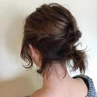 ショート カラー ヘアアレンジ 薬院:今泉/上川美幸 ボブ/顔周りレイヤーのヘアスタイル