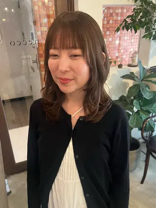 ミディアム カラー パーマ 柴田 さくらのヘアスタイル