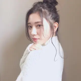 ロング カラー ヘアアレンジ 薬院:今泉/上川美幸 ボブ/顔周りレイヤーのヘアスタイル