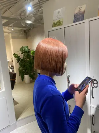 ショート カラー 縮毛矯正とレイヤー カット/杉村凜汰郎のヘアスタイル